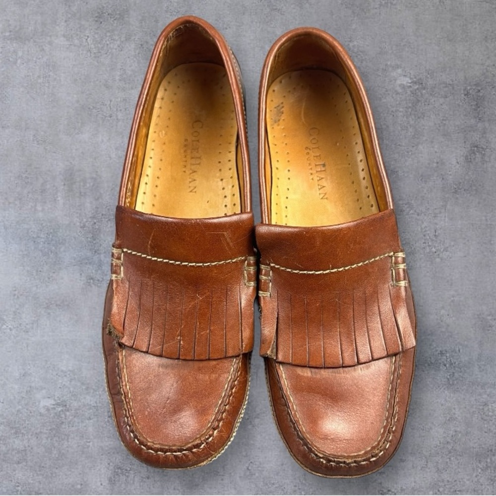 Vintage Cole Haan Country  Sz: 8AA Women Loafers Brown Leather Kilt Shoes